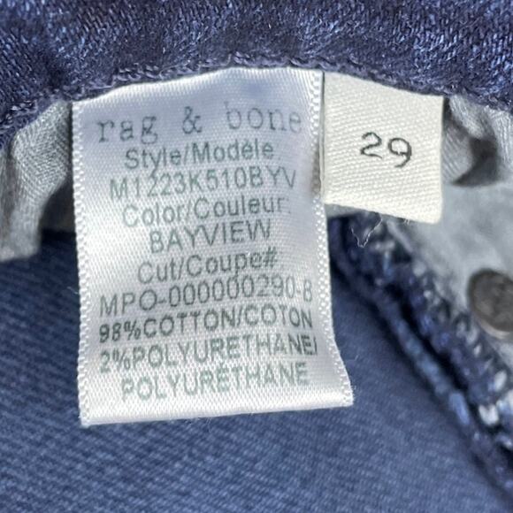 Rag & Bone Fit 2 Slim Jeans Bayview Dark Blue SZ 29 x 33 - Picture 7 of 9